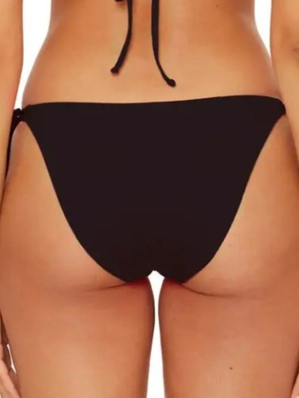 NWT - BECCA Frills Side Tie Bikini Bottom Cheeky Coverage in Black - Sz Medium